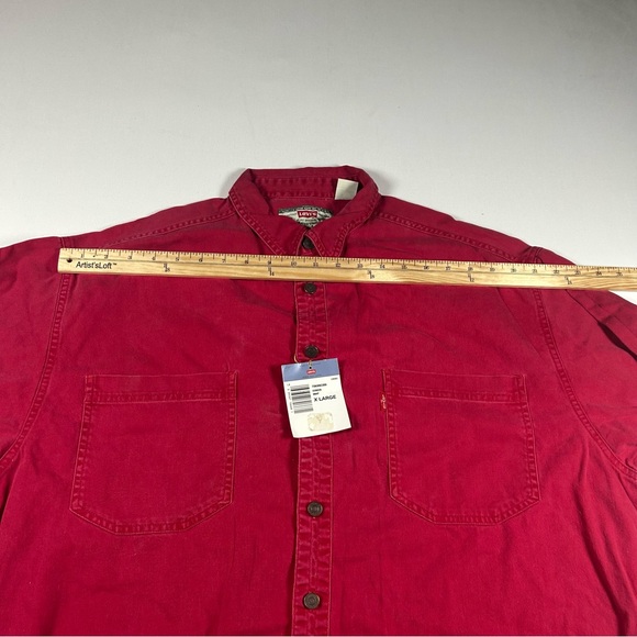 Vintage 90s Levi’s Jeanswear Red Tab Button Up Red Denim Shirt Mens XL Deadstock - Picture 6 of 8